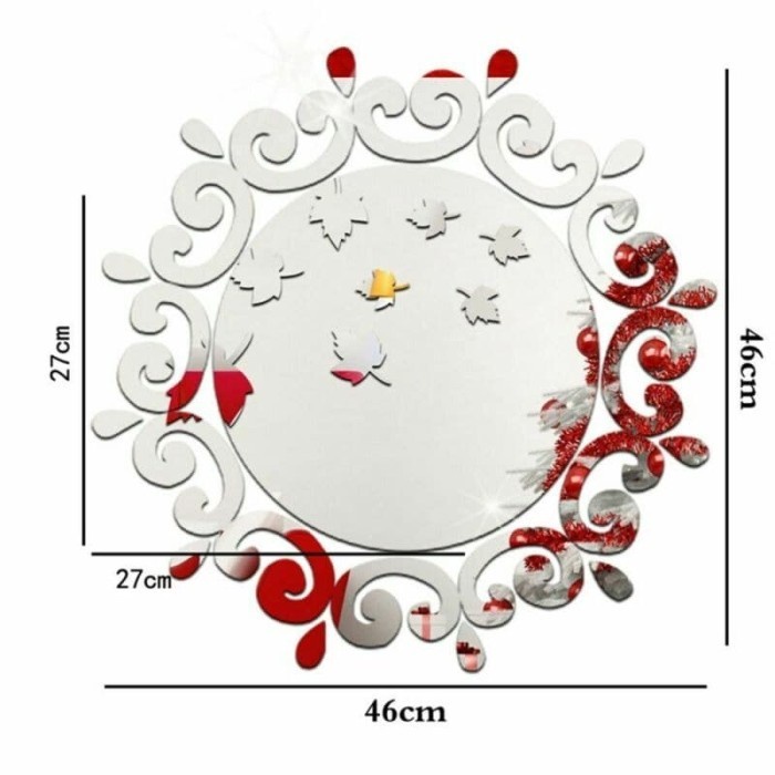 Stiker Tempel Dinding Cermin Bulat akrilik Wall Sticker Mirror 26cm - Rose Gold