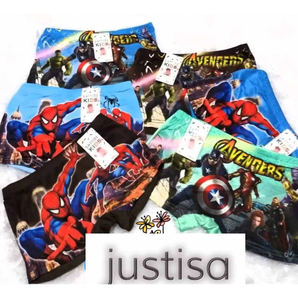 ST..6 Pcs Celana Boxer Karakter Anak Laki Laki Super Hero