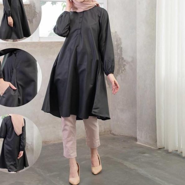 baju Tunik Remaja polos putih Long Tunik Tunik Rayon Fathin basic - mocca, M