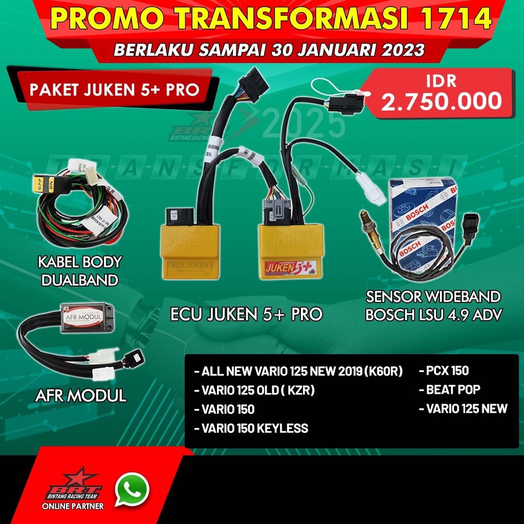 PAKET JUKEN 5++ PRO BRT - R15 VVA /WR 155 /NMAX/NMAX ABS/XSR 150/JUP MX OLD /JUP MX NEW/MX KING/MIOJ