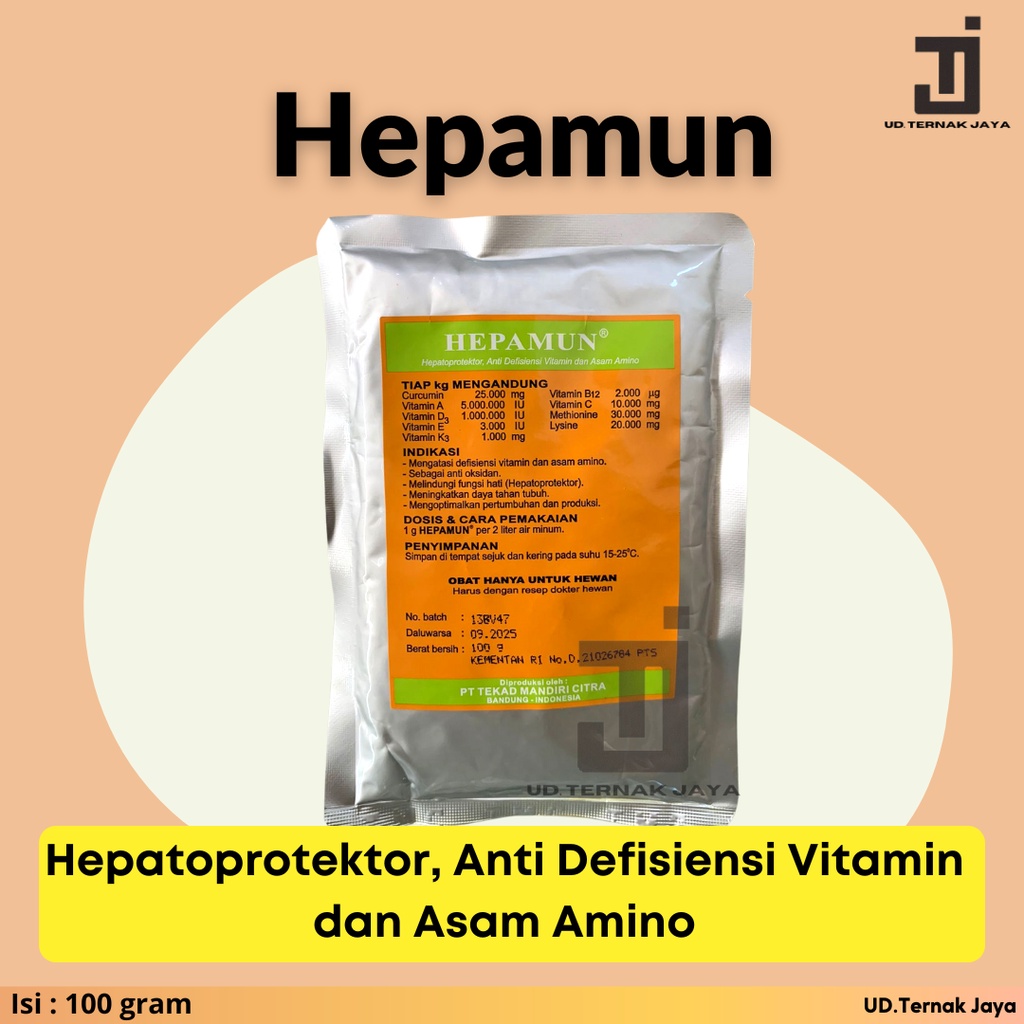 Hepamun 100 Gram - Hepatoprotektor, Anti Defisiensi Vitamin dan Asam Amino untuk Hewan Ternak
