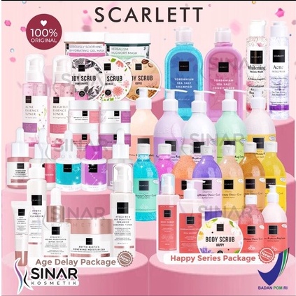 ✦SINAR✦ Scarlett [NEW Facial Wash Acne - Serum Niacinamide - Retinol] Scarlett Whitening Body Lotion, Serum, Day Night Cream, Shower Scrub, Facial Wash, Mini Series BPOM