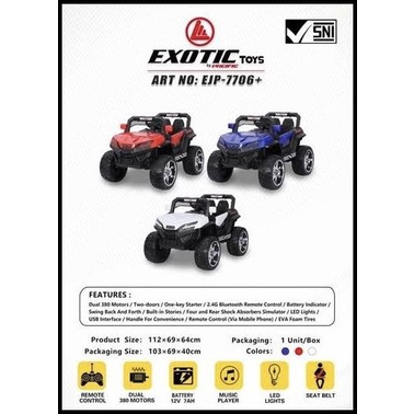 Promo Mobil Aki Jeep Mainan Anak Exotic Ejp 7706 / 7706+ Ban Karet