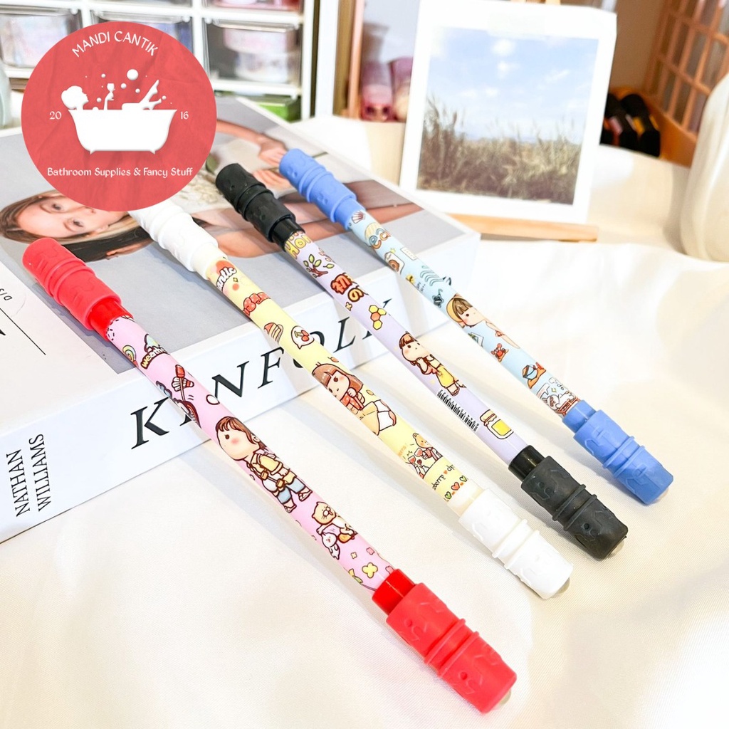 

pulpen putar tongkat cewe lucu pen bolpen alat tulis kantor COD perlengkapan sekolah SOUVERNIR
