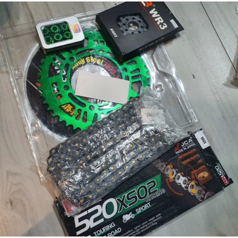 gir Gear Set Wr3 Ninja 250 Fi Z250 Depan blkg Mur Rantai XSO2 Black Gold
