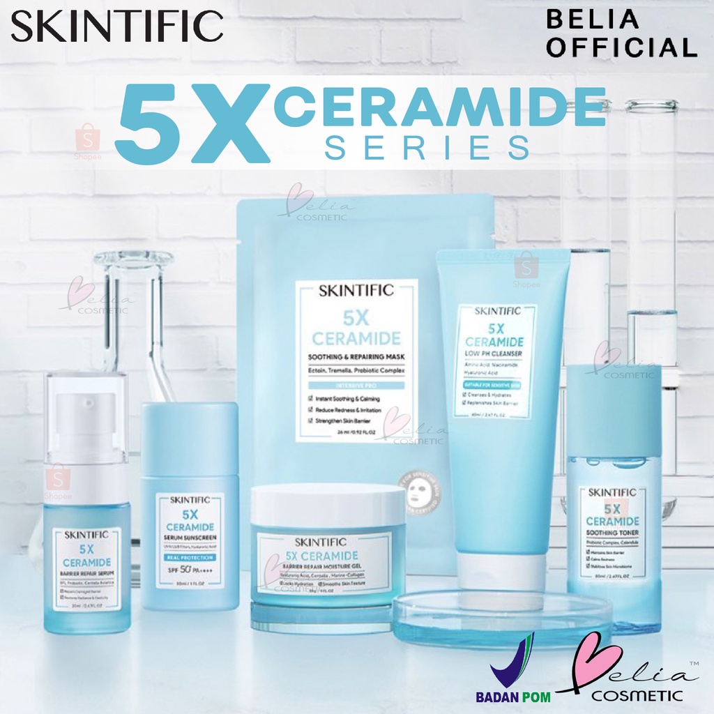 ❤ BELIA ❤ SKINTIFIC 5X Ceramide Series | Moisturzer | Cleanser |
Soothing Toner | Serum Sunscreen | Repairing Mask | Repair Serum | BPOM