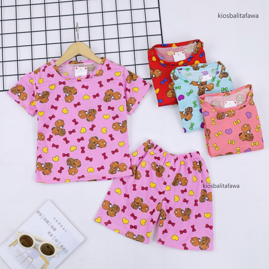 Set Nayeon uk 3-5 Tahun / Piyama Anak Perempuan Lengan Celana Pendek Setelan Import Baju Tidur