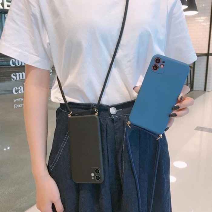 Oppo A53 2020 / Realme C2 / A1k / Reno 5 / Reno 5 Pro / A16 / A54 / A74 / F7 / Reno 5F / Realme 8 / 8 Pro / C20 / C21 / C25 Soft Case Rubber + Tali Gantung