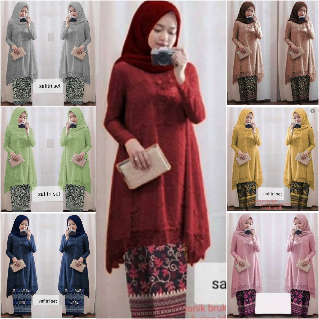 SET KEBAYA Adelia Safitri S  M L XL XXL XXXL Renda PREMIUM (6 warna) Dijamin RealPict !!