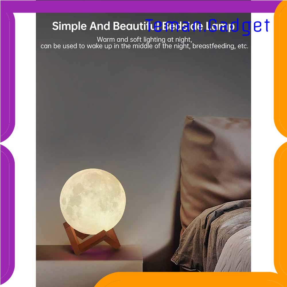 TG-LMP OUIO Lampu Tidur 3D Printed Moon Night Light Lamp 7 Color 8CM - OU12