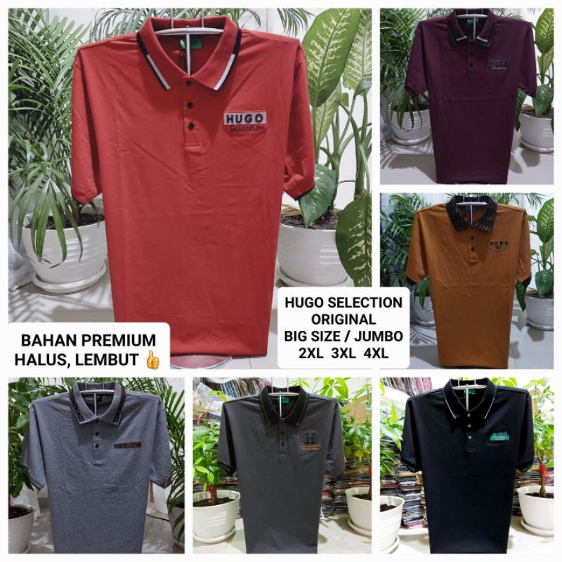 KAOS KERAH HG SELECTION ORI BIG SIZE JUMBO 2XL 3XL 4XL 2L 3L 4L XXL XXXL XXXXL BAHAN KATUN SPANDEX PREMIUM hs selection