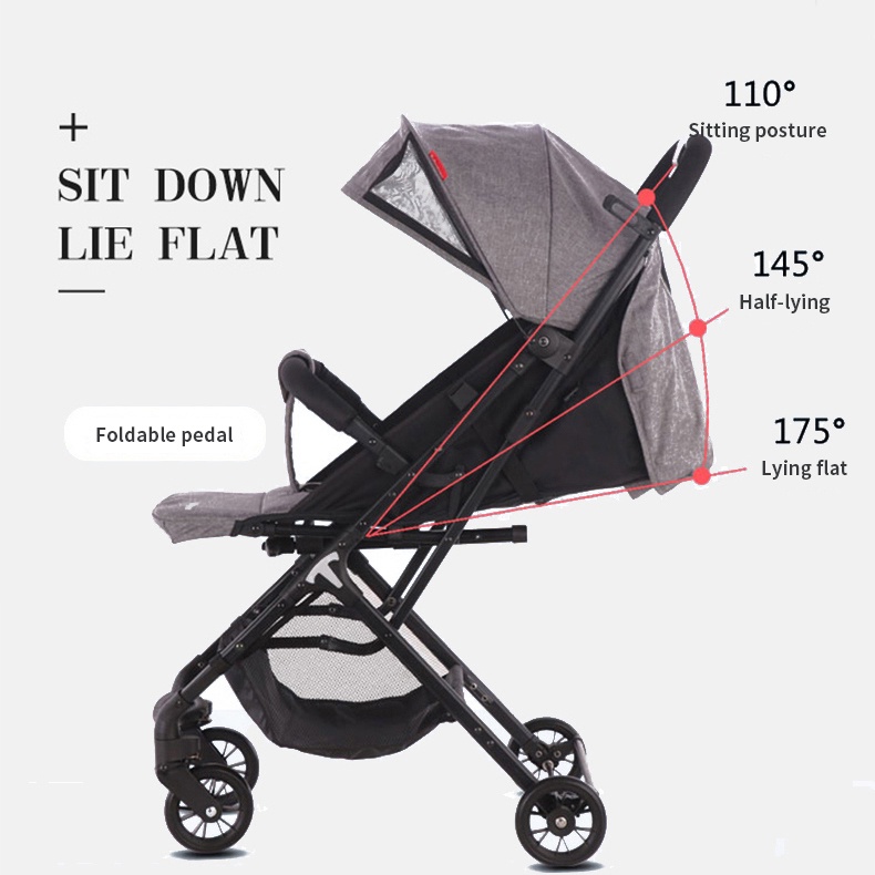 Mmflight Stroller Baby Kereta Dorong Bayi Lipat Traveling Stroller Dapat Dilipat(Bisa Duduk Dan Berbaring)