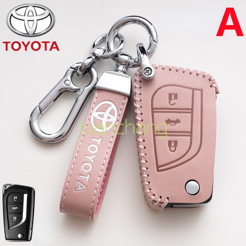 Casing Kunci Mobil Bahan Kulit Top Layer Untuk Toyota aygo Avensis Verso Yaris Highlander Camry Hilux Innova RAV4 Fortuner Yaris 3 Tombol