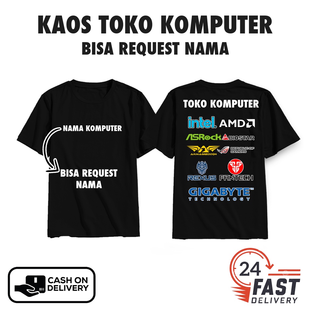 3bee.store - Kaos Nama Toko Komputer - Kaos Komputer - Kaos Toko Komputer Request - Kaos Cotton Comb
