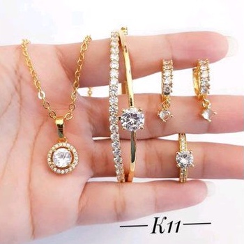 Xuping Set Perhiasan Permata Cantik Mewah Lapis Emas 18k 119d