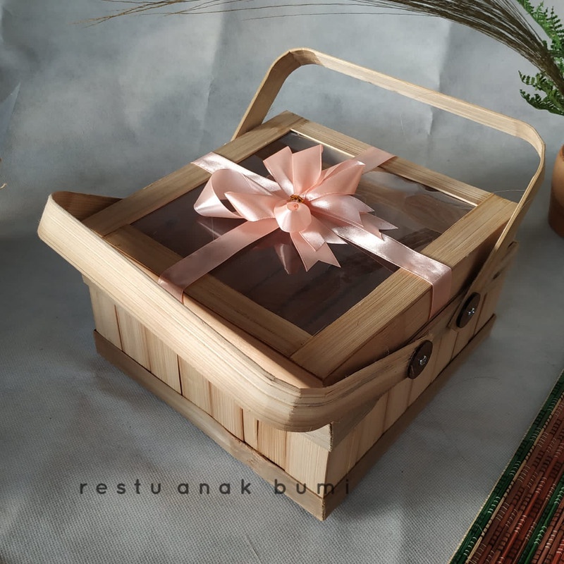 Box kue Packaging Premium qualiti mika kaca transparan blicing  25cm kotak seserahan hampers unik  /