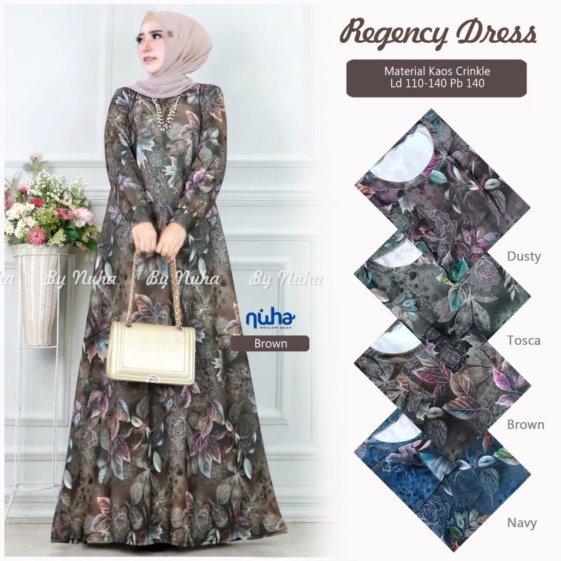 Gamis trendy kasual jumbo regency dress LD 110 Bahan kaos crincle melar adem