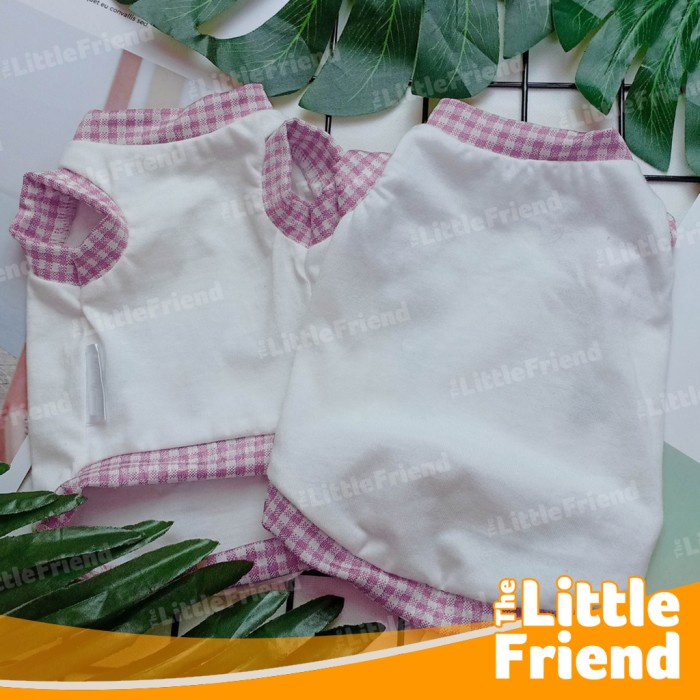 Baju Anjing Kucing Tank Kaos Polos PLAID CORNER WHITE SERIES