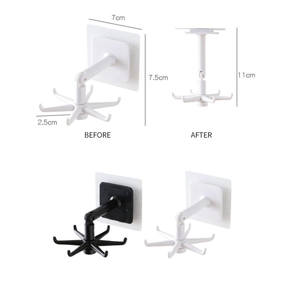 (HK_88)Gantungan Hook Putar 6 Kait 360 Derajat / Gantungan Tempel Dinding Serbaguna