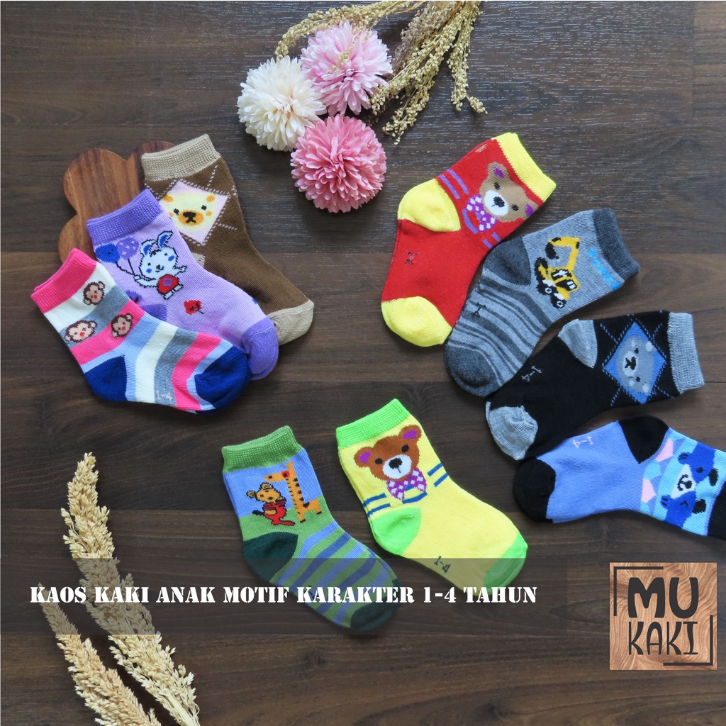 Kaos Kaki Anak Karaker Kartun Lucu 1-3 Tahun Mukaki