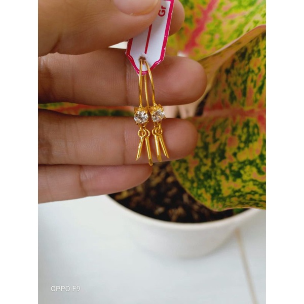 anting bambu perak lapis emas 22karat