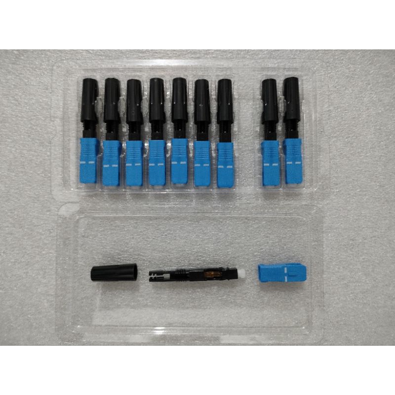 Fast Connector SC/UPC Fiber Optic / Konektor SC/UPC isi 10pcs, Model BIASA/ULIR/DRAT bukan buaya