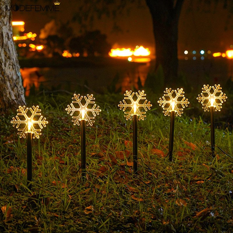 1pc Lampu String Led Tenaga Surya Bentuk Bintang Snowflake Anti Air Untuk Dekorasi Taman