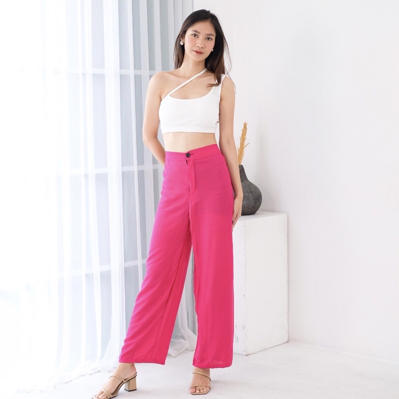 CELANA KULOT HW - KULOT HIGHWAIST KANCING RESLETING RAYON PREMIUM