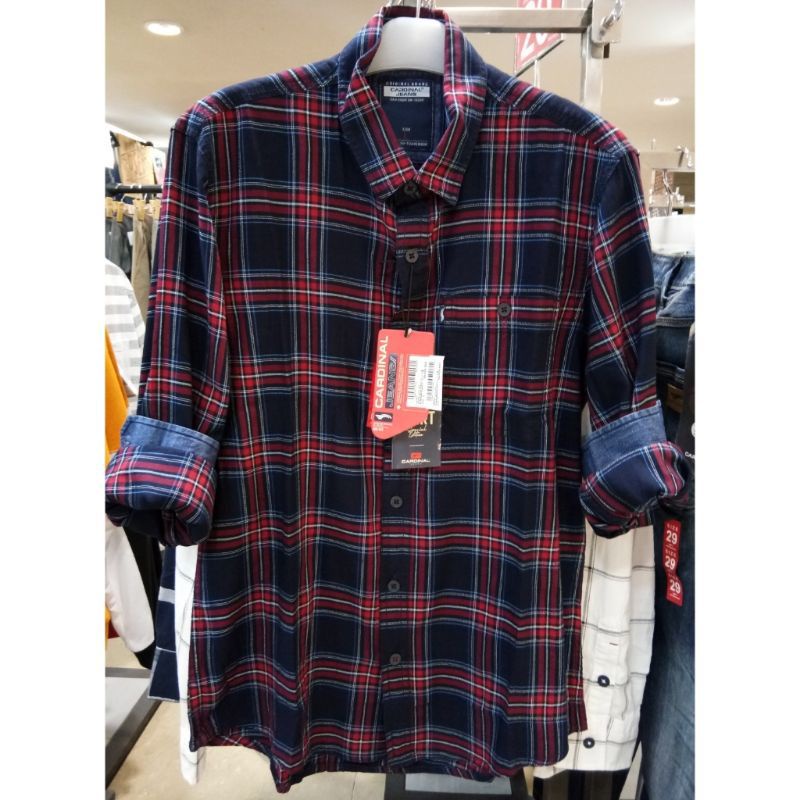 Kemeja Lengan Panjang Pria Cardinal Jeans Original Mens CAKAI02201J 11A Merah Original