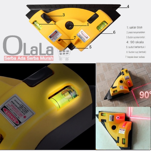 Square Laser Line LV-01 Laser Level Alat Ukur Siku Kelurusan Lantai Permukaan Sudut 90 derajat JS-4821