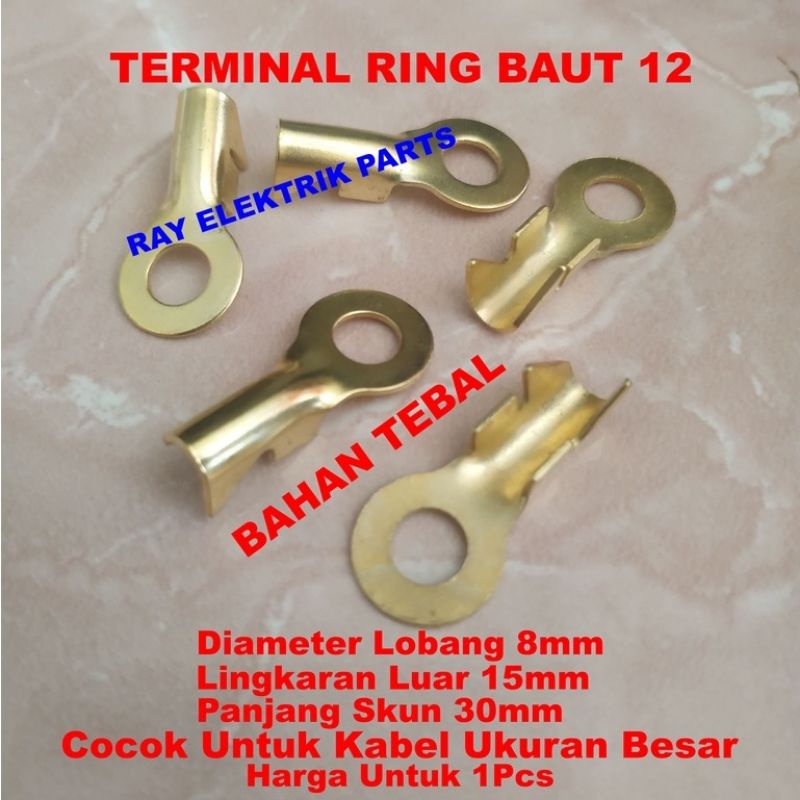 SKUN KABEL M8 BESAR / TERMINAL MASSA BAUT 12 / SKUN RING BAUT 12mm / SKUN AKI BESAR BAUT 12 / M8