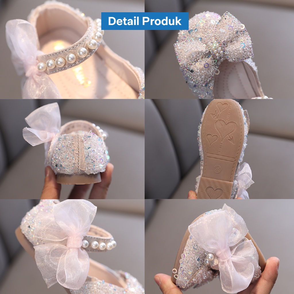 LAPAGO - Sepatu Loafers Anak Perempuan Pesta Elegant Crystal Usia 1 - 5 Tahun Type MDZ