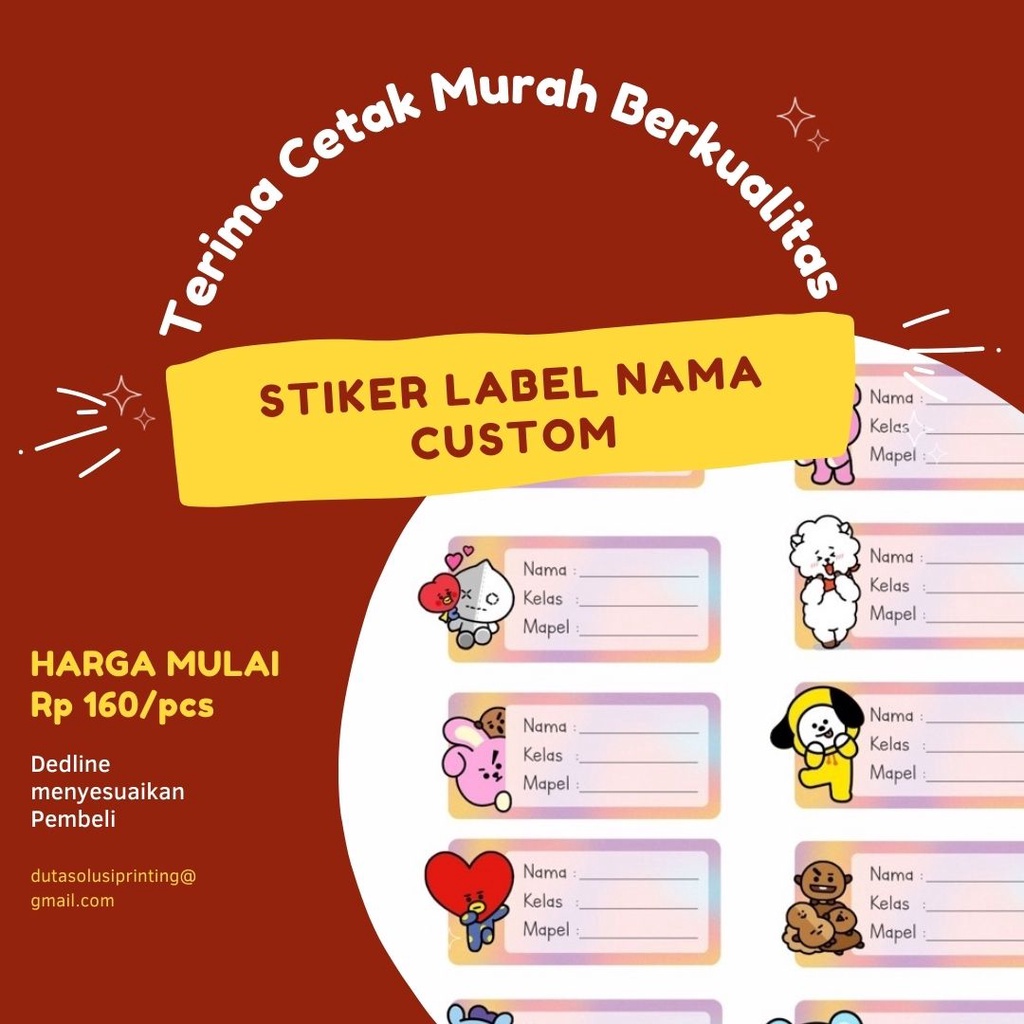 

Sticker label nama kosong / Name tag sticker lucu Minimal Order 65 Pcs