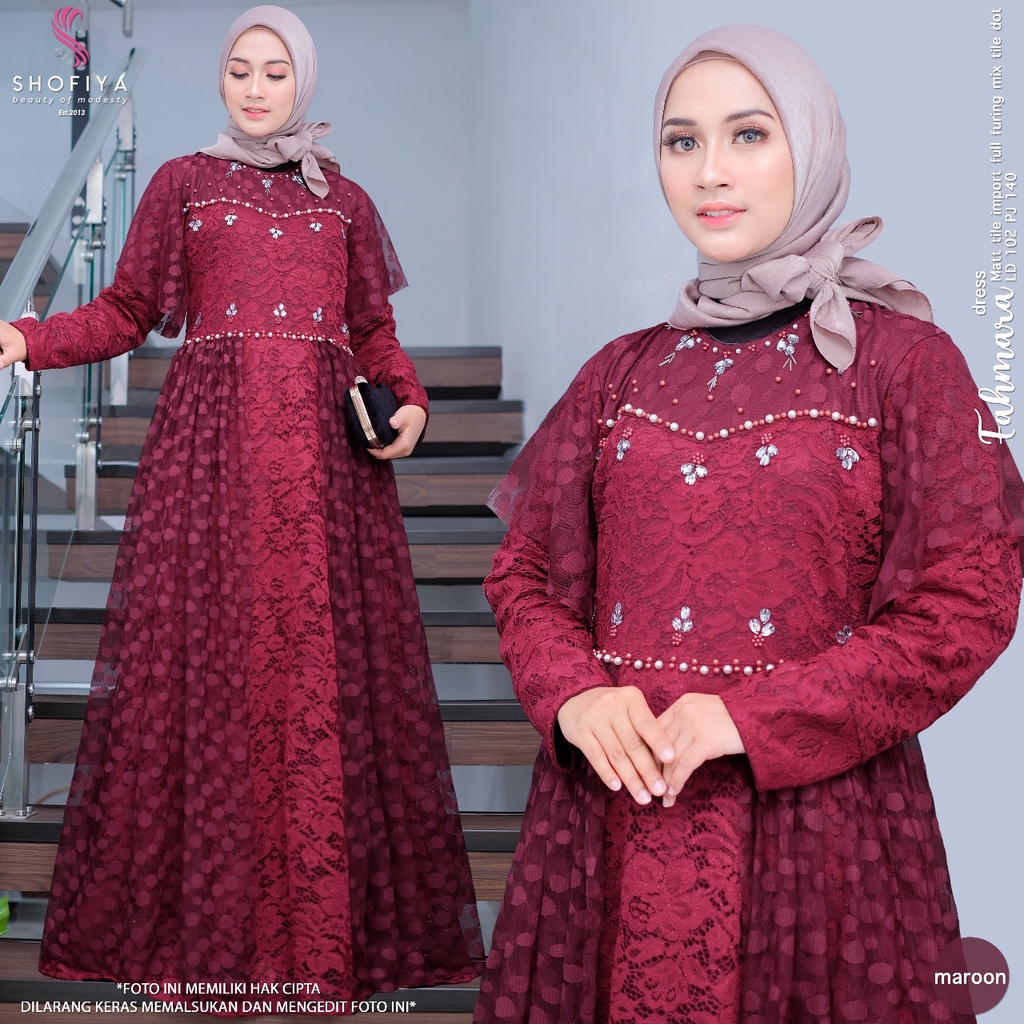 FAHMARA DRESS GAMIS BRUKAT ORI BY SHOFIYA  GAMIS PESTA KONDANGAN TERBARU SHOFIYA