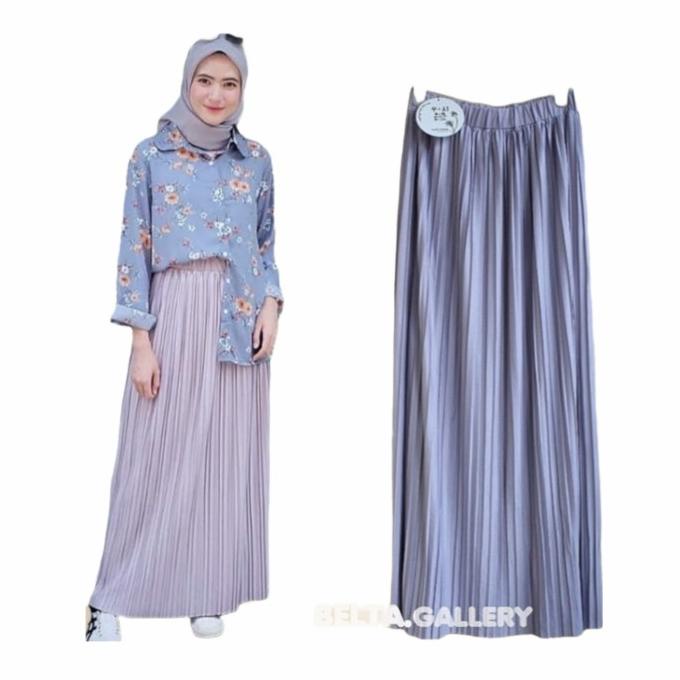 YUESHI Rok Plisket Import Model Lurus