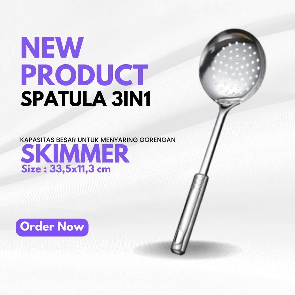 SPATULA STAINLESS STEEL 3 IN 1 ANTI KARAT / ALAT MASAK SIMPLE DAN PRAKTIS