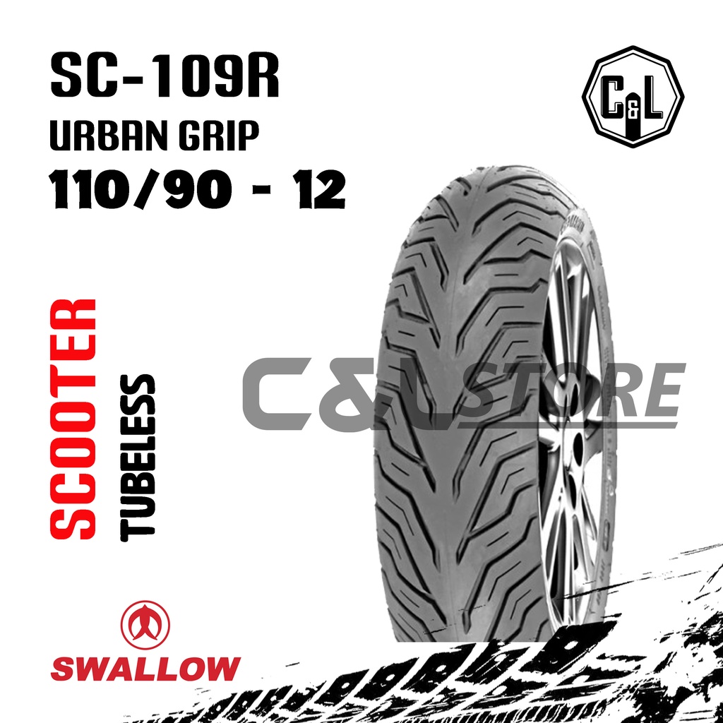 BAN LUAR MOTOR SWALLOW 110/90-12 RING 12 SC-109R URBAN GRIP TUBELESS