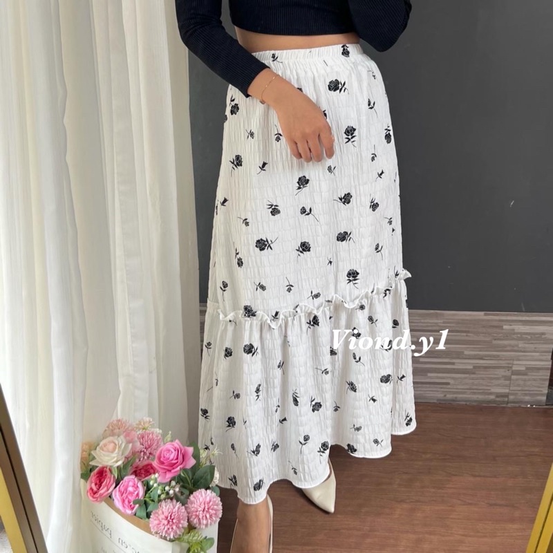 rok rose korea / long skirt wanita /rok wanita