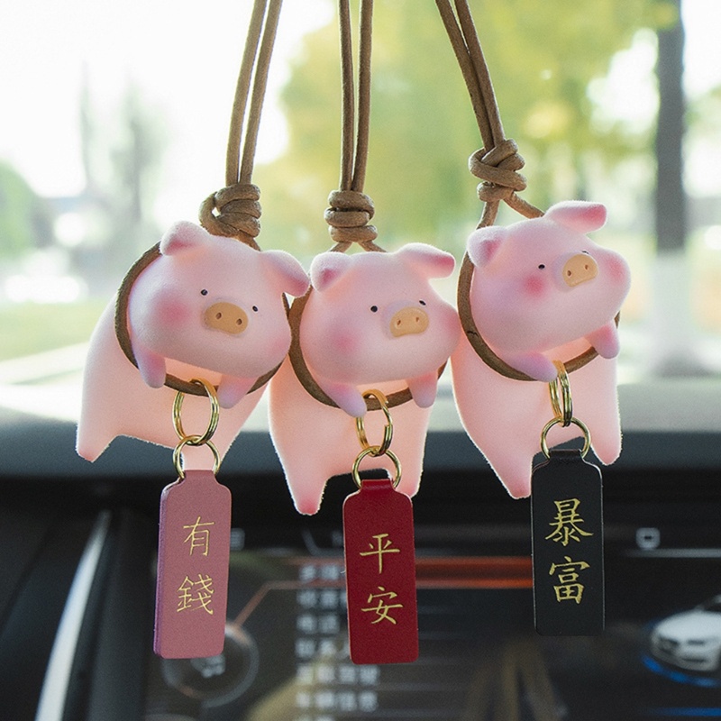 Matahari Spion Mobil Liontin Ayunan Lucu Lucky Piggy Aksesoris Gantung Ornamen Auto Interior Dekorasi Car Pendan