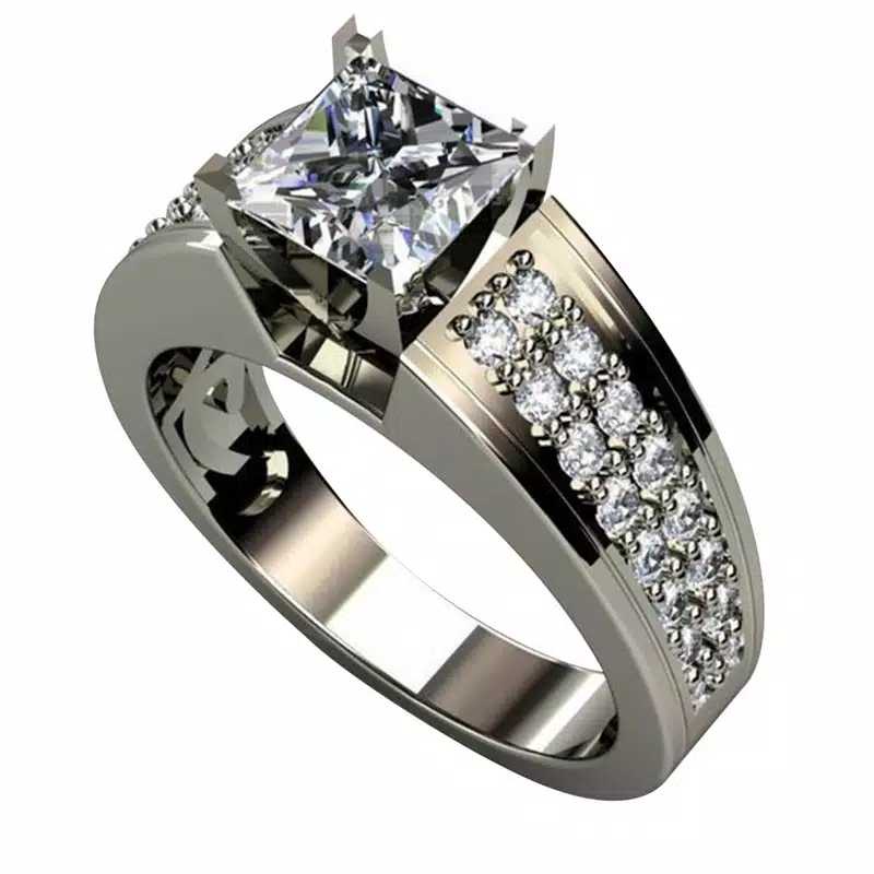 Cincin White Diamond Platinum Crystal Zircon Ring S925 | Cincin Pria Wanita
