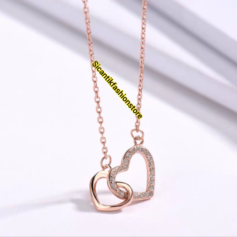 KALUNG TITANIUM WANITA LIONTIN LOVE COUPLE PERMATA ASLI TITANIUM TERBARU TERLARIS ANTI KARAT SELAMANYA KALUNG TITANIUM FASHION STYLE WANITA KOREA KALUNG WANITA TRENDING SISIK NAGA VINTAGE TRENDING LAPIS EMAS 18K PERHIASAN WANITA