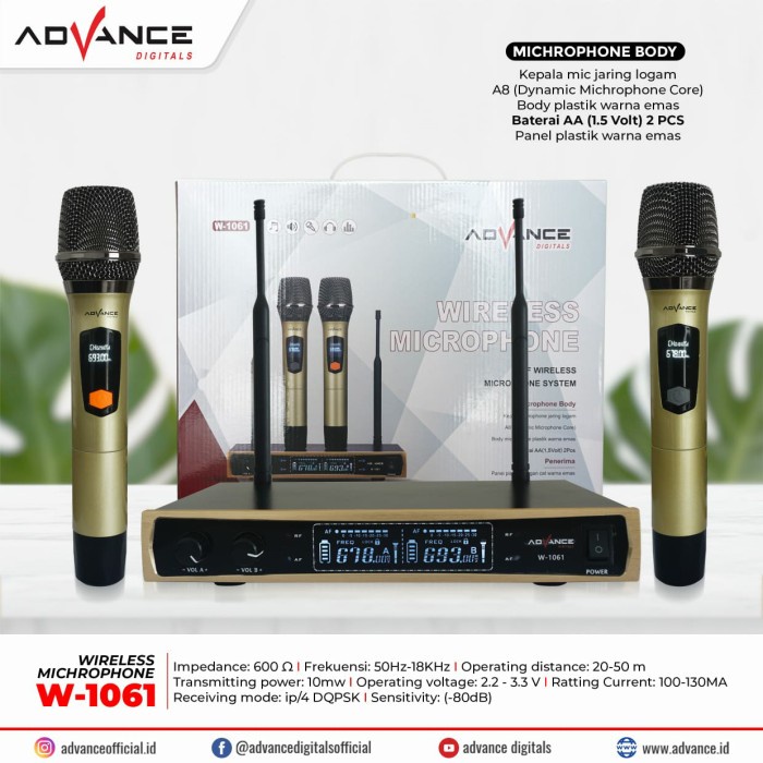 {MusikStore} mic wireless double advance w 1061 microphone advance w1061 Diskon