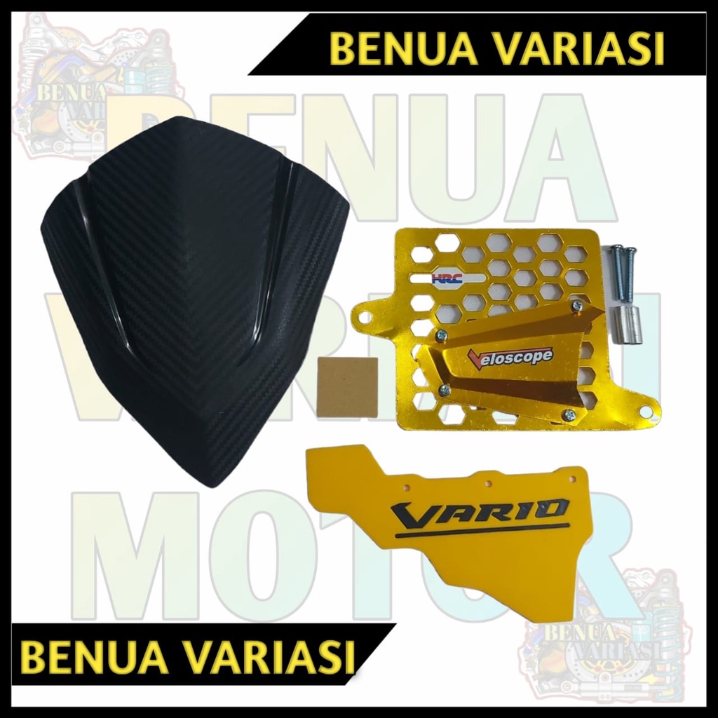 PAKET TERBARU VARIO 160 NEW CBS COVER TUTUP RADIATOR VARIO 160 NEW MODEL AIRSCOP+VISOR VARIO CARBON 