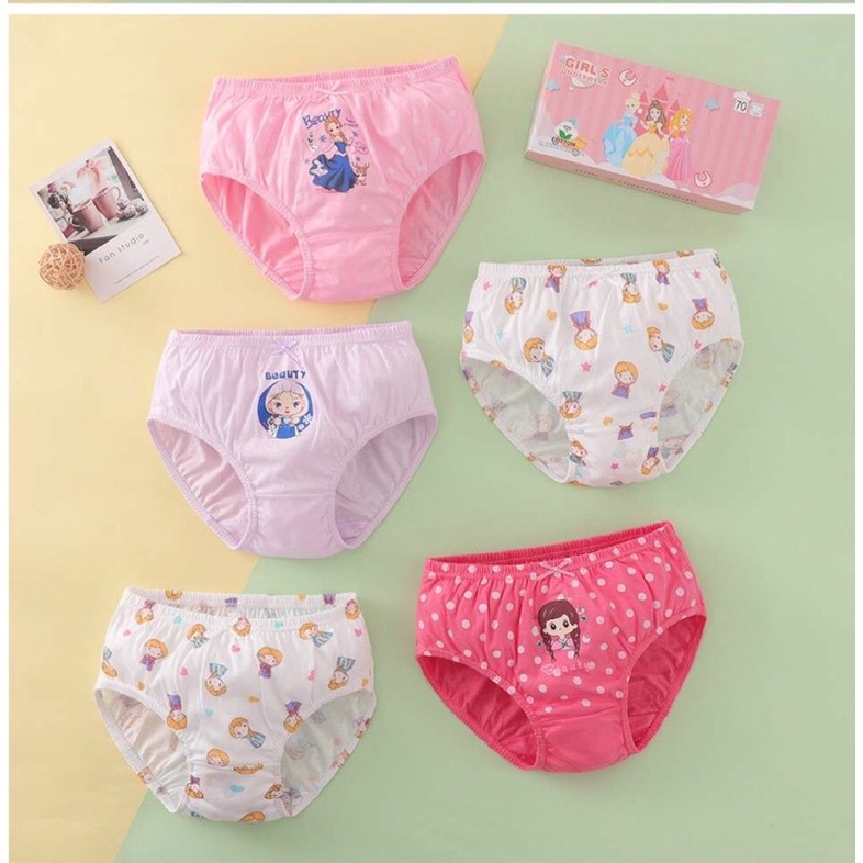 SET Celana Dalam Anak Perempuan Bahan Katun Import Premium Isi 5 pcs Free Box Lucu Gambar 3 Princess Celana Dalam Anak Bahan Katun Lucu Kolor Anak Murah