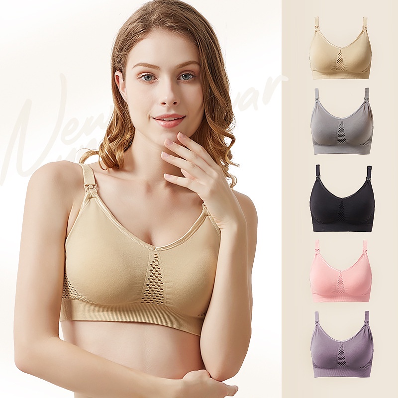 Breathable Mesh design bra menyusui jumbo katun murni Nursing bra CD Elastis dan nyaman 2034