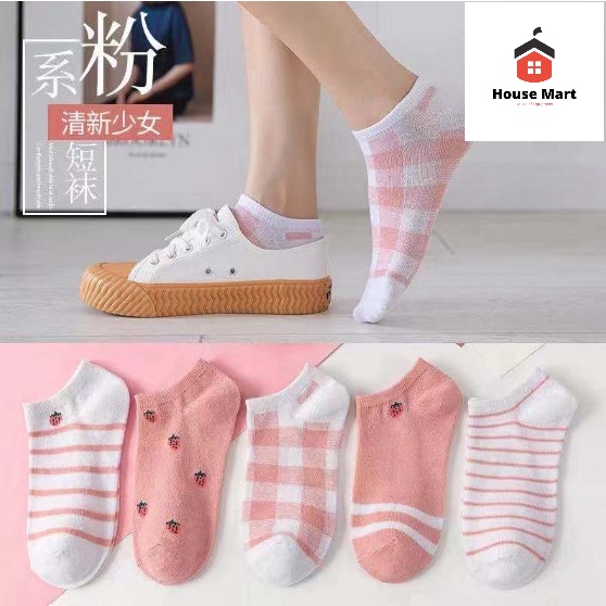 Kaos Kaki Pendek Kaos Kaki Garis dan Polkadot Kaos Kaki Motif Lucu