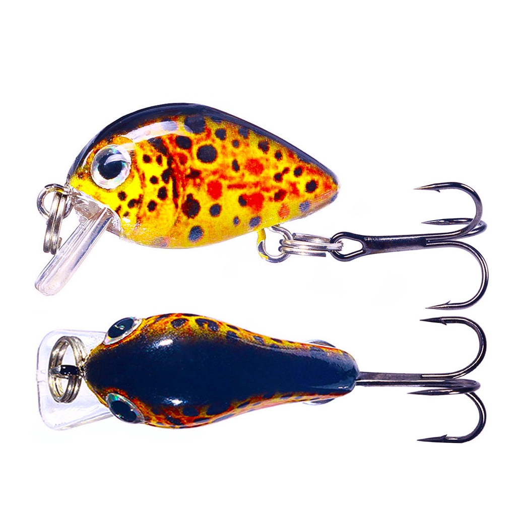 Hengjia Small Umpan Pancing Mini Crankabit Tiruan Bentuk Ikan 3D Print Pattern Handmade Fishing Lures 2.5cm / 1.5g Floating Bahan Plastik Keras Fishing Tackle