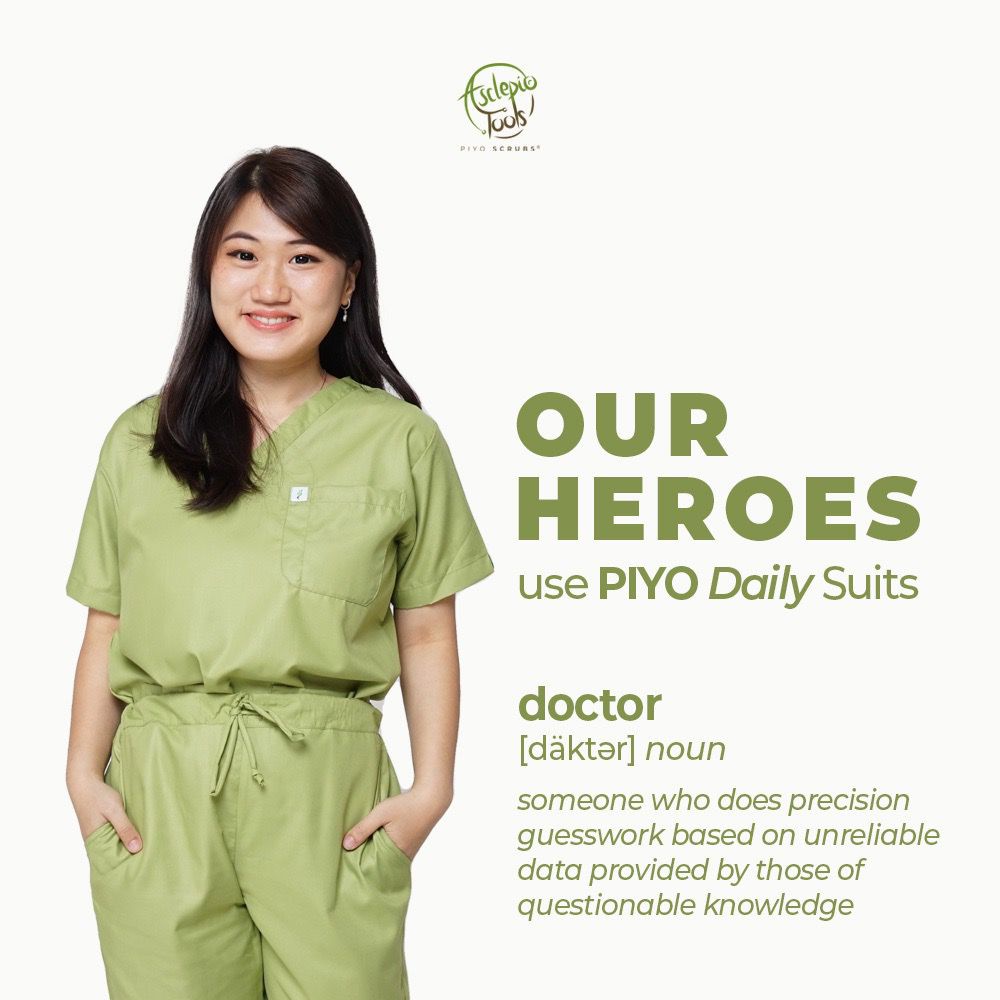 PIYO Scrubs Daily Suit Green/ Baju Jaga / Scrub / Baju Dokter