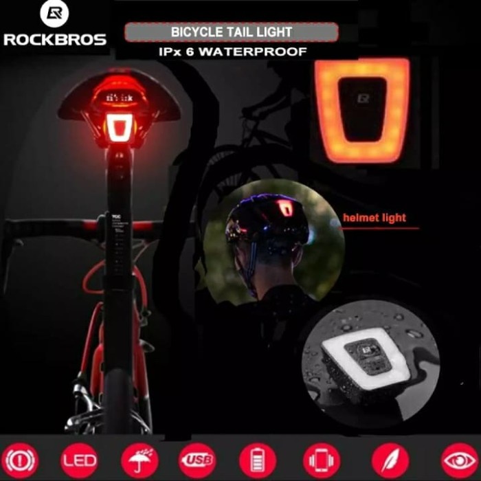 rockbros TT30-wd Lampu belakang sepeda Rockbros / lampu helm rockbros