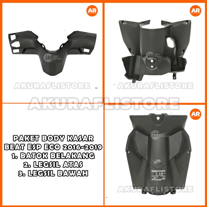 PAKETAN BODY KASAR HONDA BEAT FI ESP 2017-2019 BATOK BELAKANG + LEGSIL ATAS KUNCI + LEGSIL BAWAH DAS
